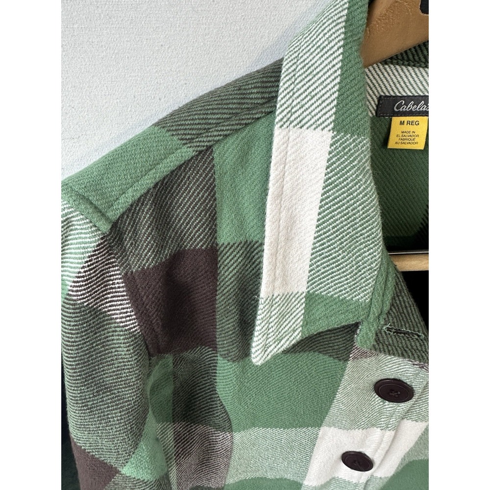 Cabela's Jacket Flannel Shacket Granolagirl Green Plaid Retro Women's Size M - Picture 4 of 6